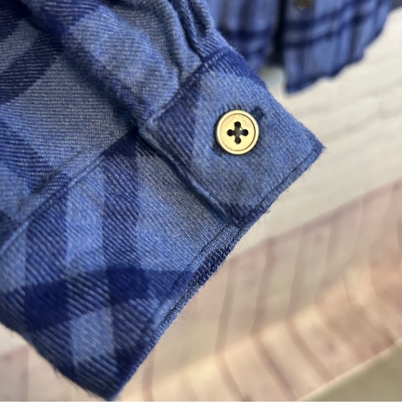 Cloth & Stone roll tab retro preppy blue plaid ladies top size XS cozy y2k - Picture 10 of 10